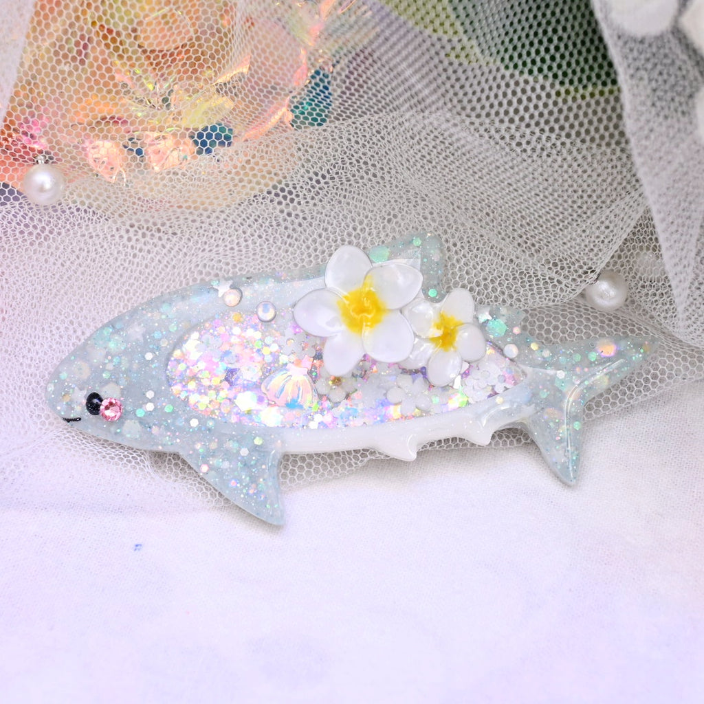 Plumeria Shark Barrette (6cm clasp)