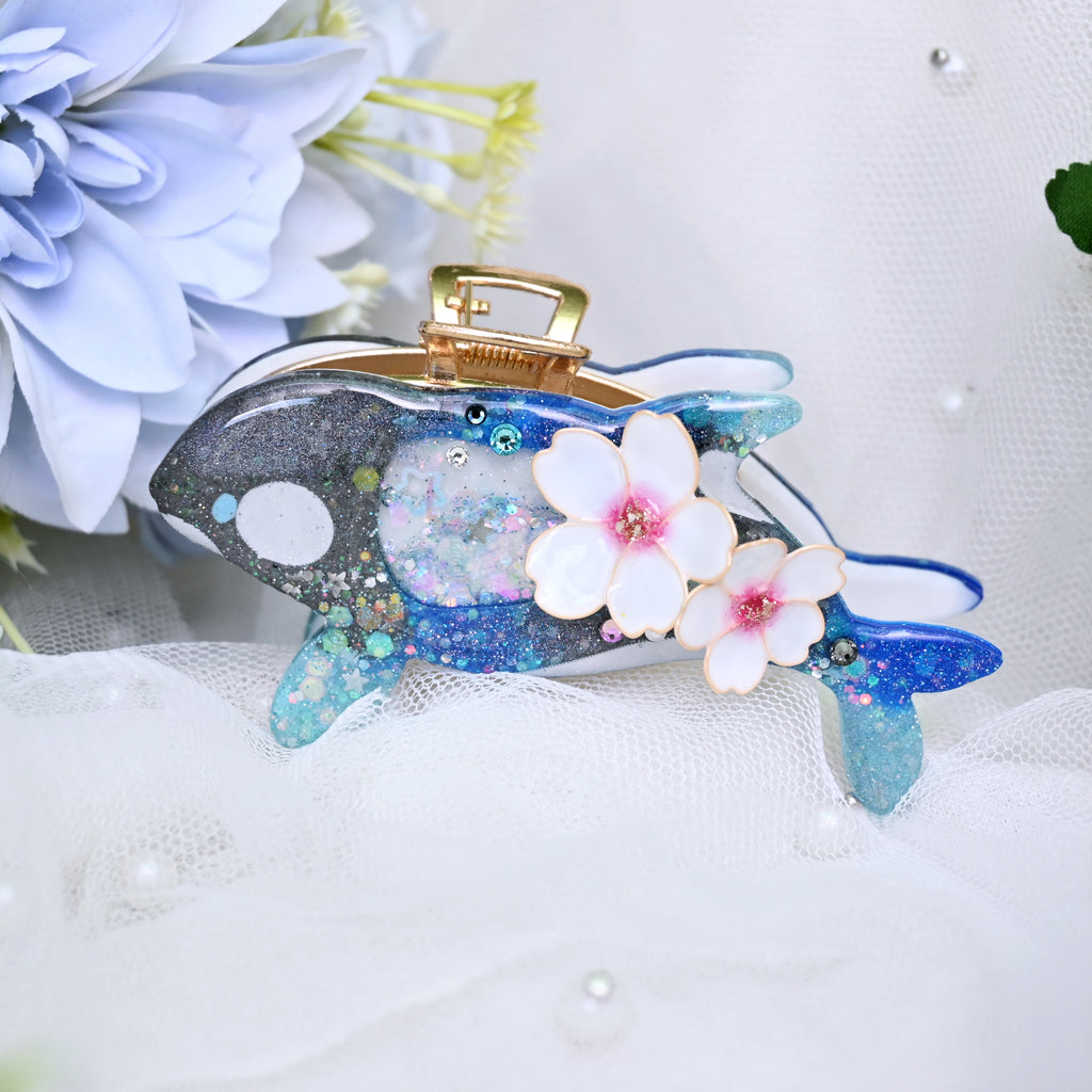 Yozakura Orca Hair Huggie (5.5cm claw) - Cyan tips