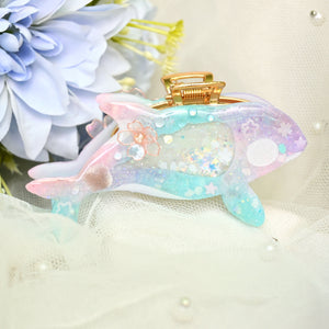 Glass Sakura Orca Hair Huggie (5.5cm claw) - Dancing Heart