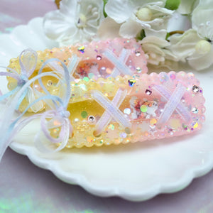 Bon Odori Hairclip Set (pink-yellow/glowing)