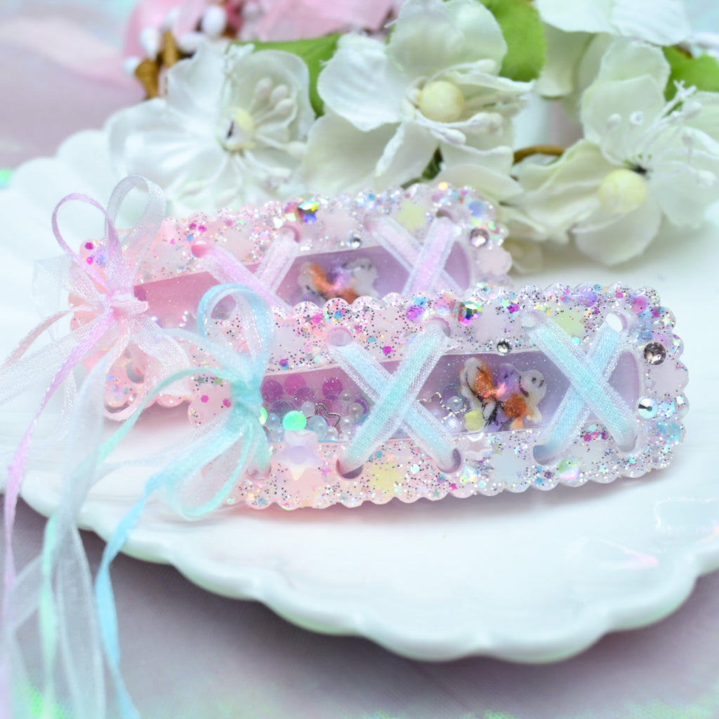 Bon Odori Hairclip Set (pink-purple/glowing)