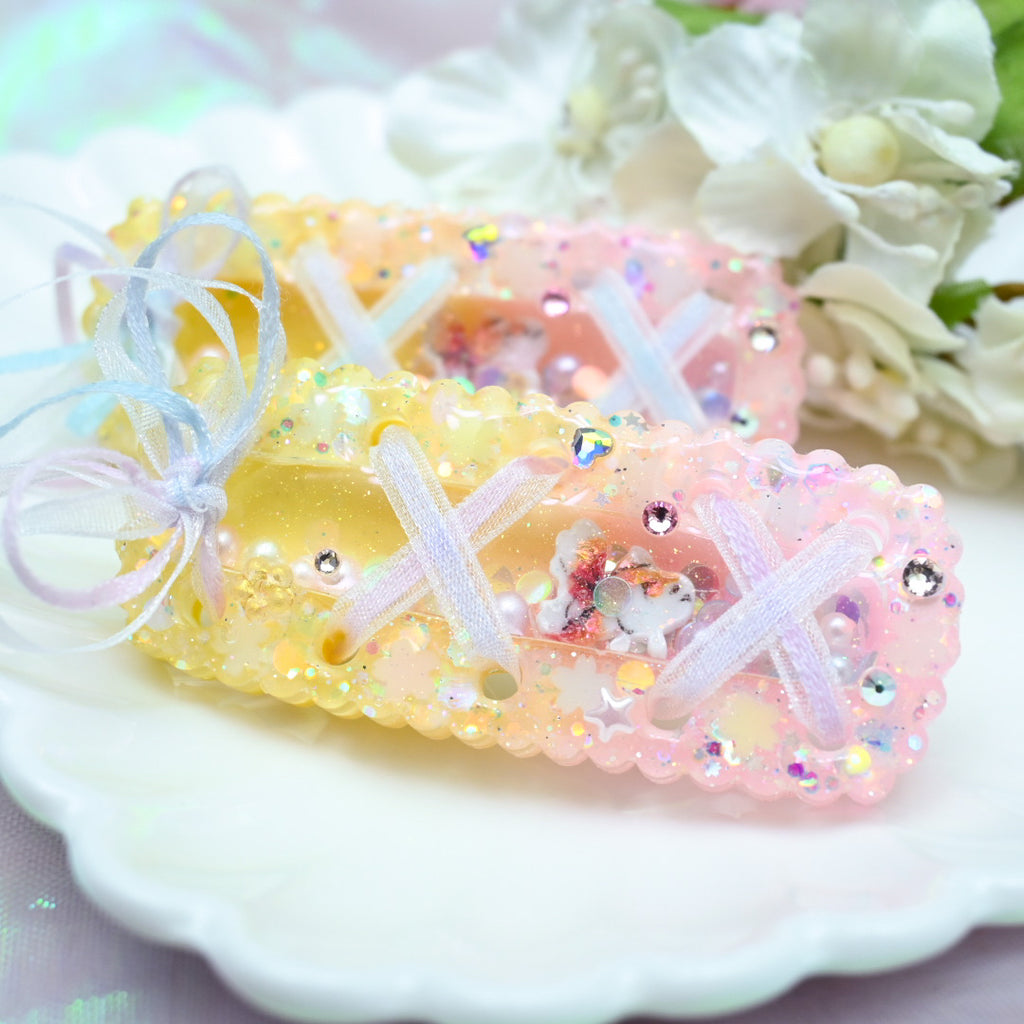 Bon Odori Hairclip Set (pink-yellow/glowing)