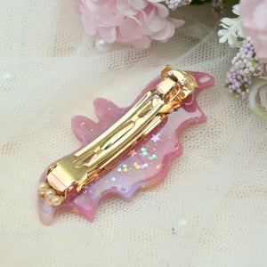6cm Bat Barrette - Raspberry