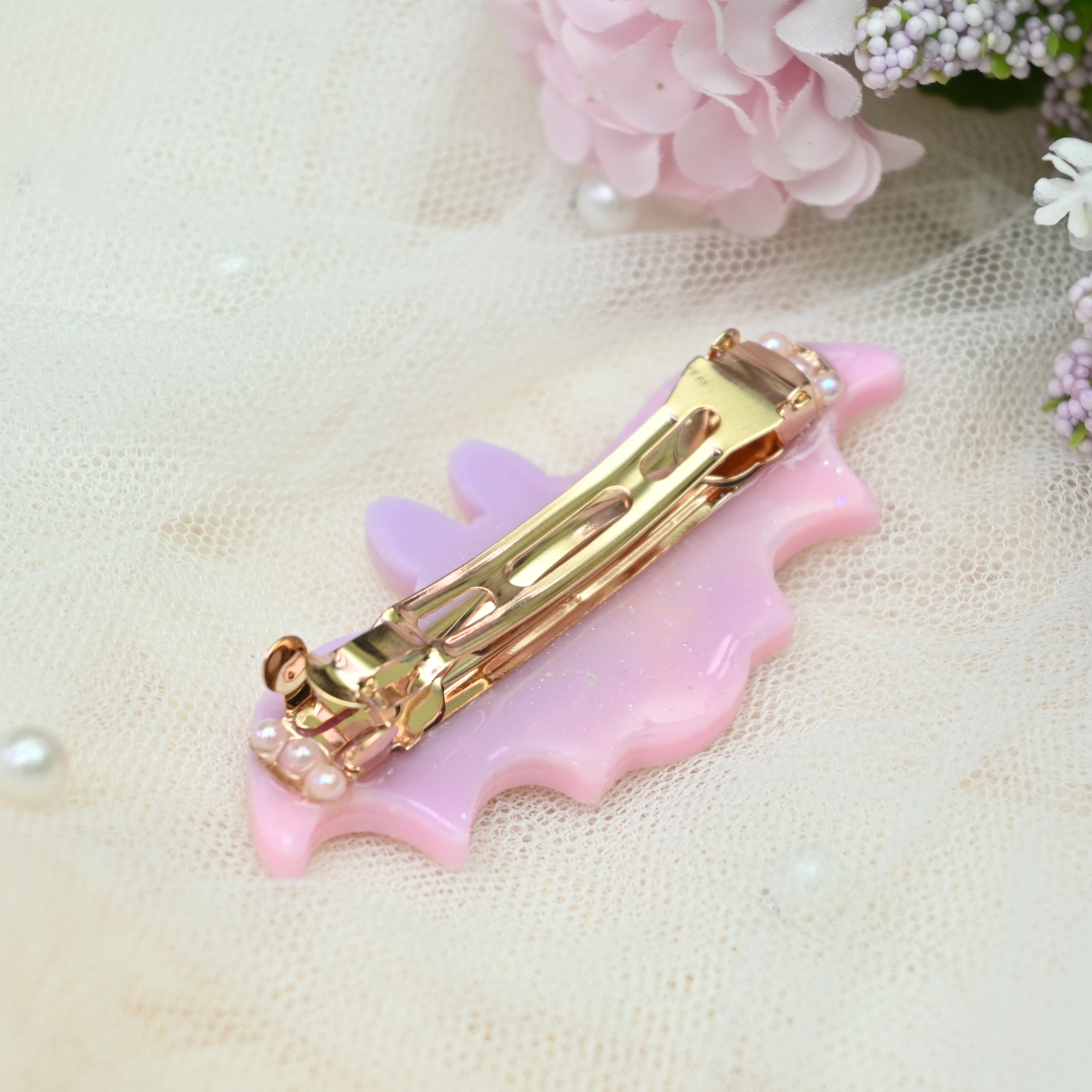6cm Bat Barrette - Blush