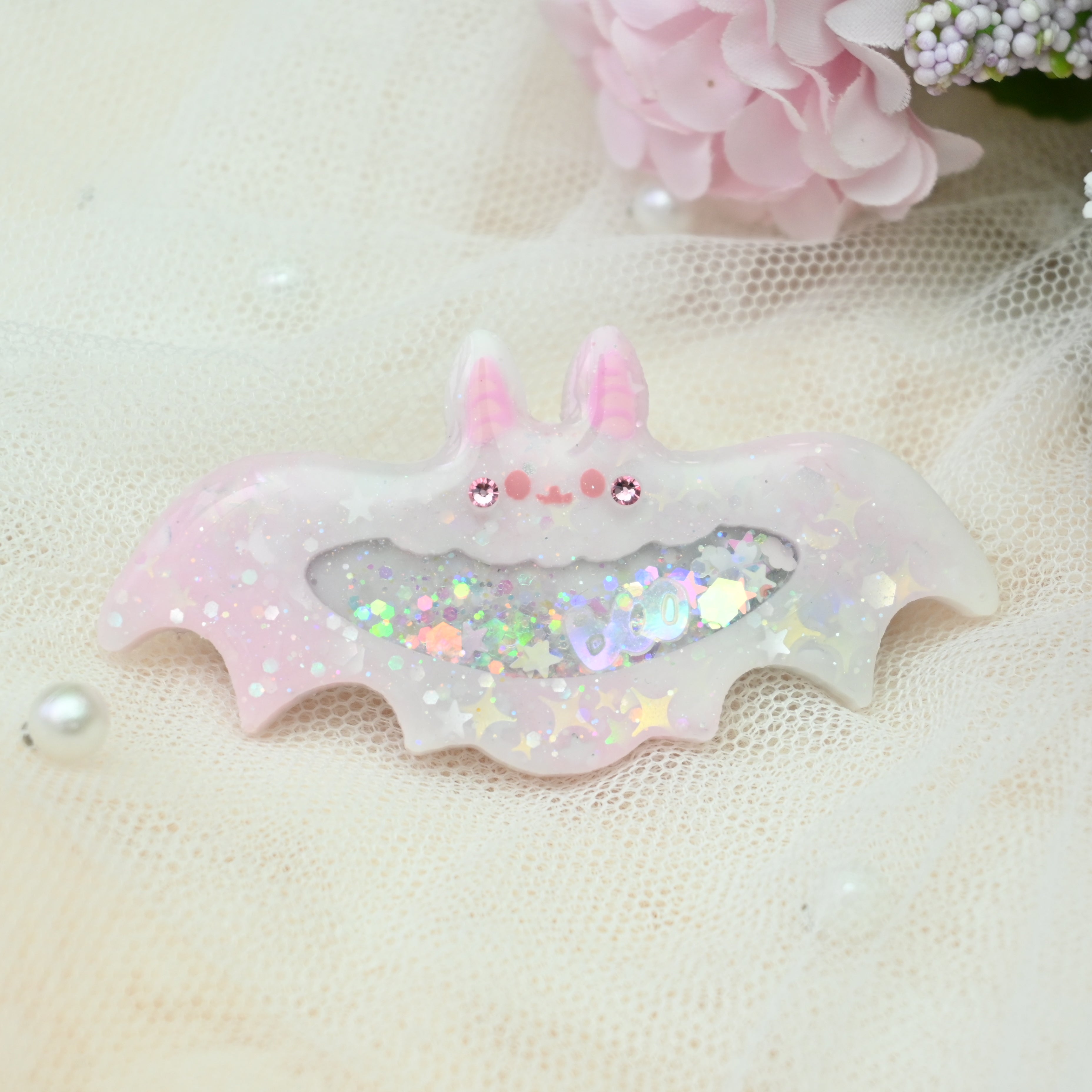 6cm Bat Barrette - Quartz