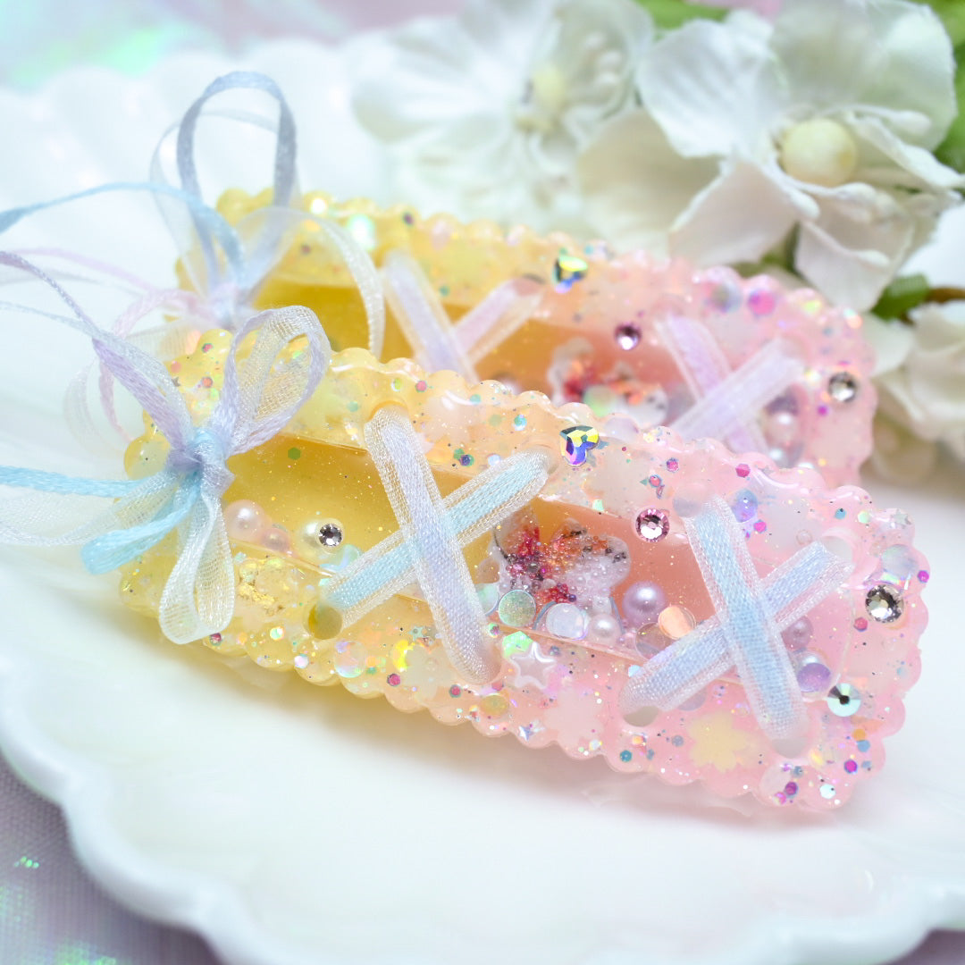 Bon Odori Hairclip Set (pink-yellow/glowing)