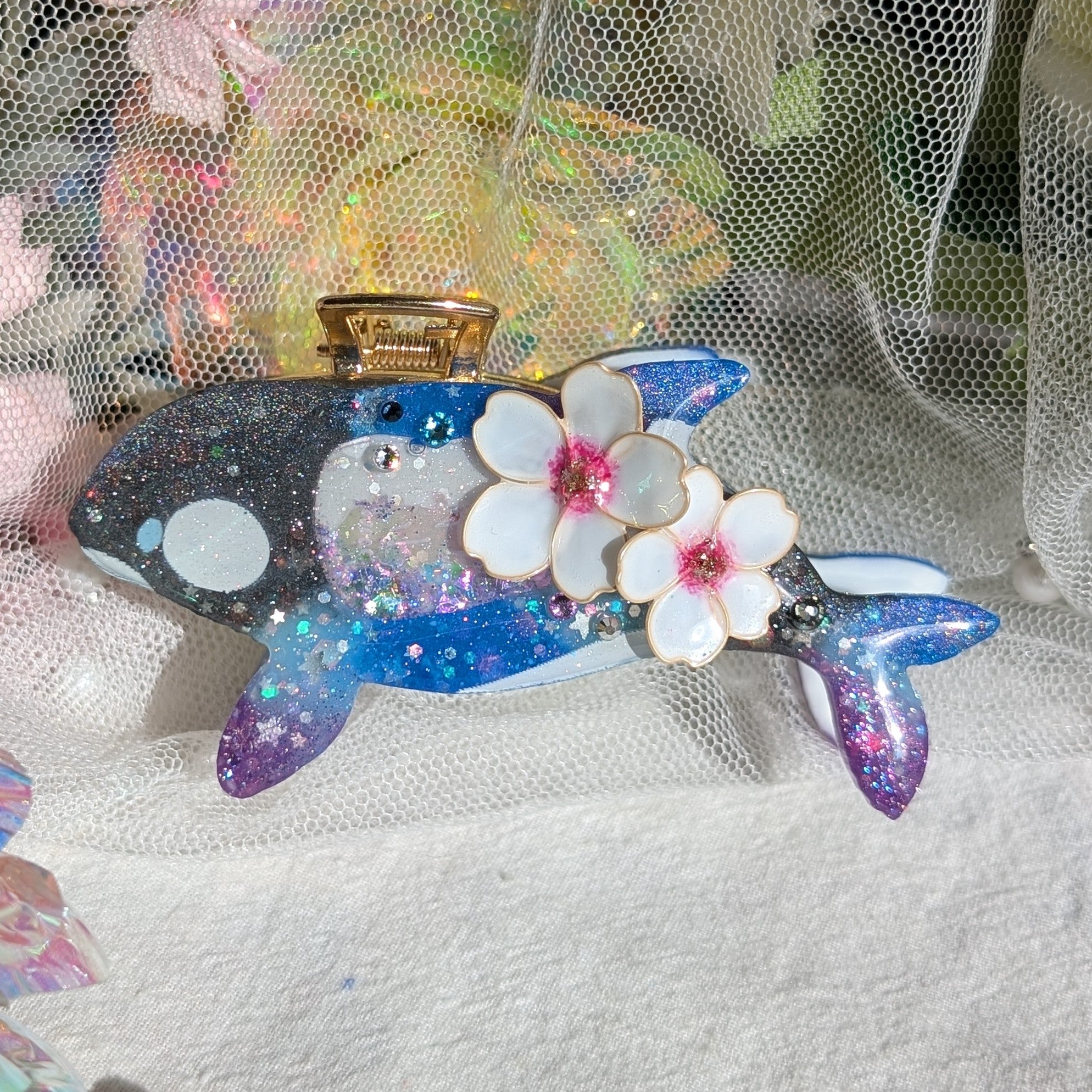 Yozakura Orca Hair Huggie (5.5cm claw) - Purple tips