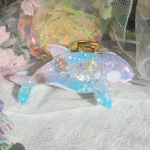 Glass Sakura Orca Hair Huggie (5.5cm claw) - Dancing Heart