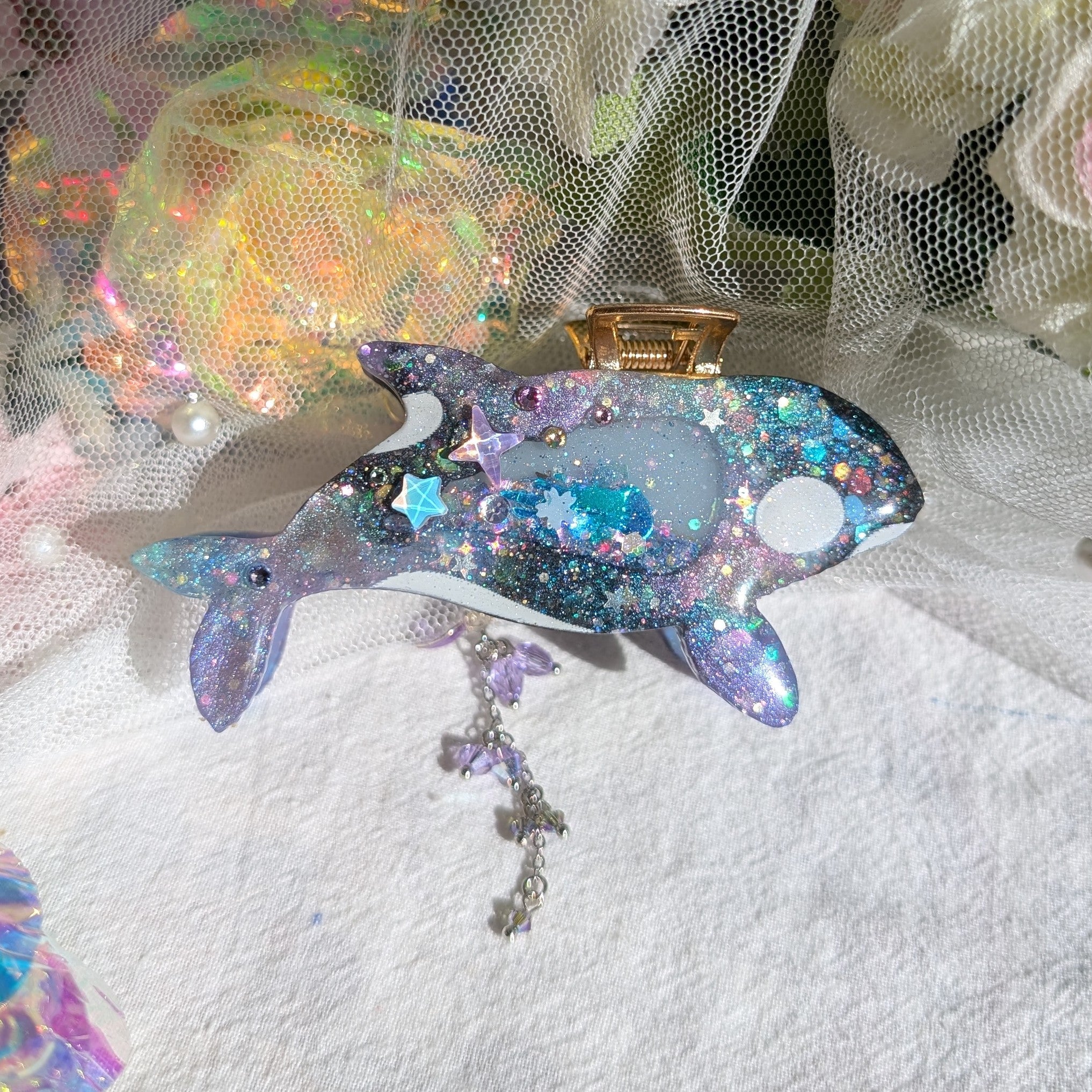 Wisteria Orca Hair Huggie (5.5cm claw) - Dancing Heart