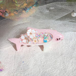 Smol Shark Hairclip (5cm, Wireart) - Pink, right side