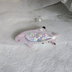 Tiny Shark Brooch (2cm pin) Purple with black tips