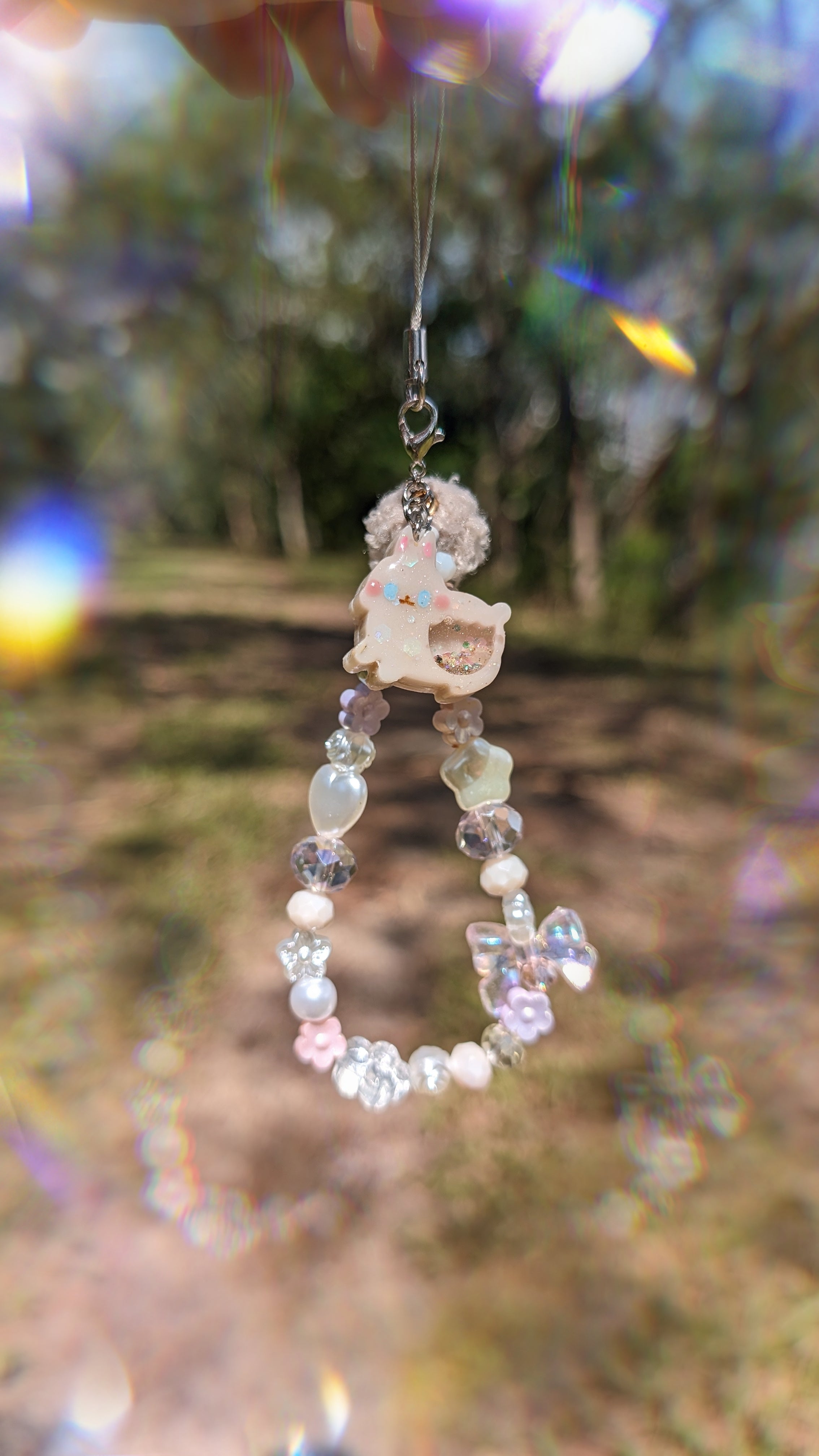 Sweet Milk Bunny Beaded Charm