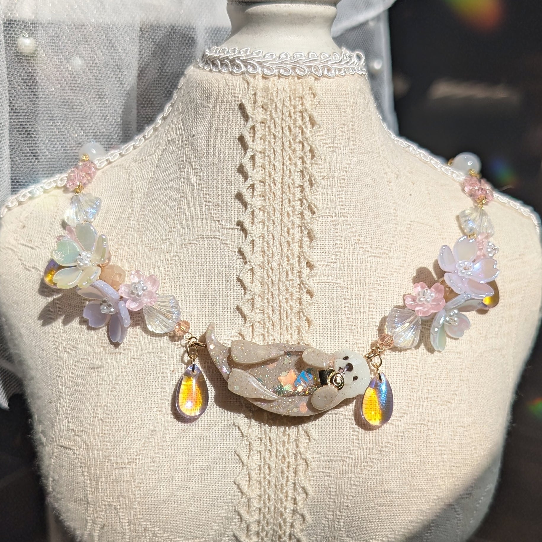 Sakura Sunrise Otter Necklace
