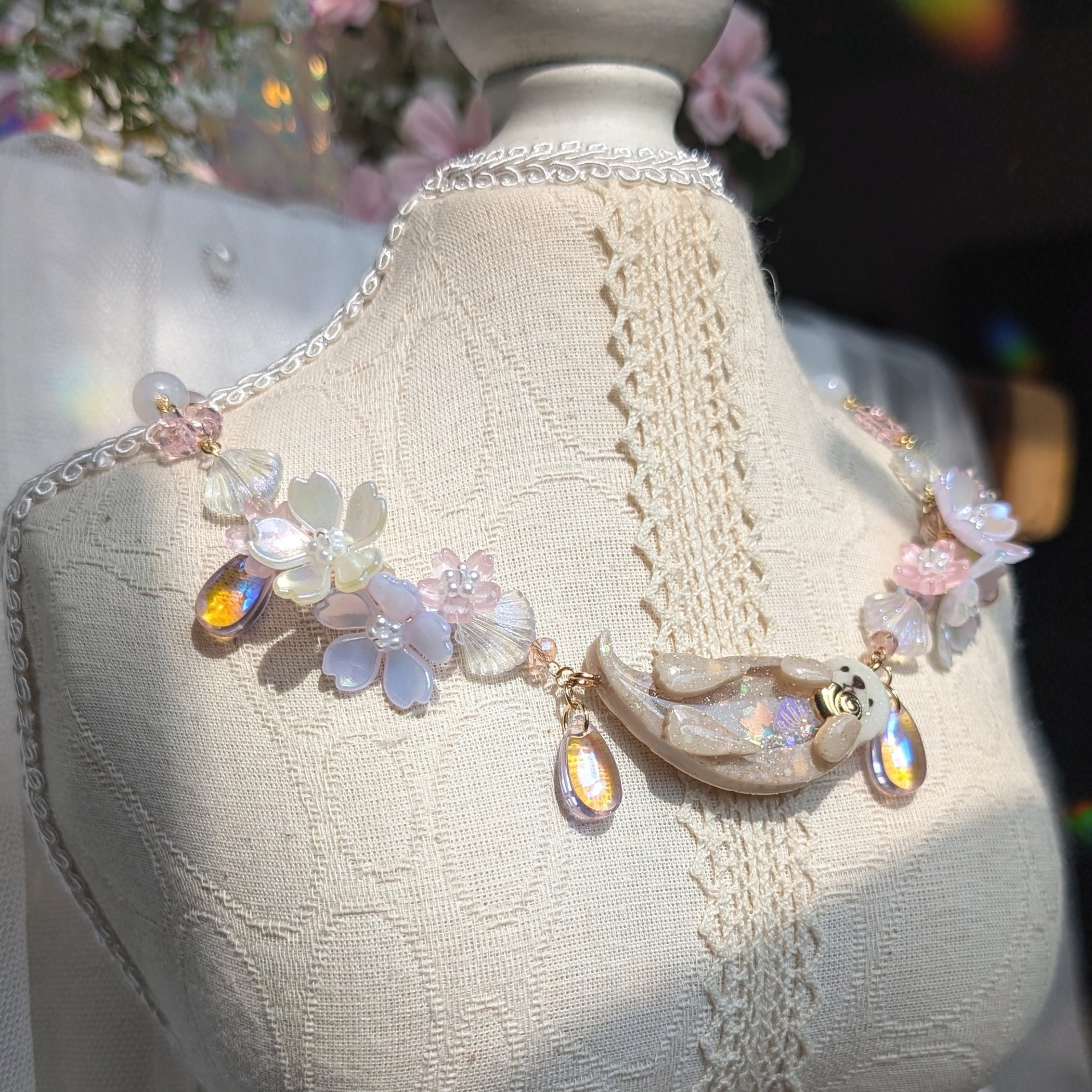 Sakura Sunrise Otter Necklace