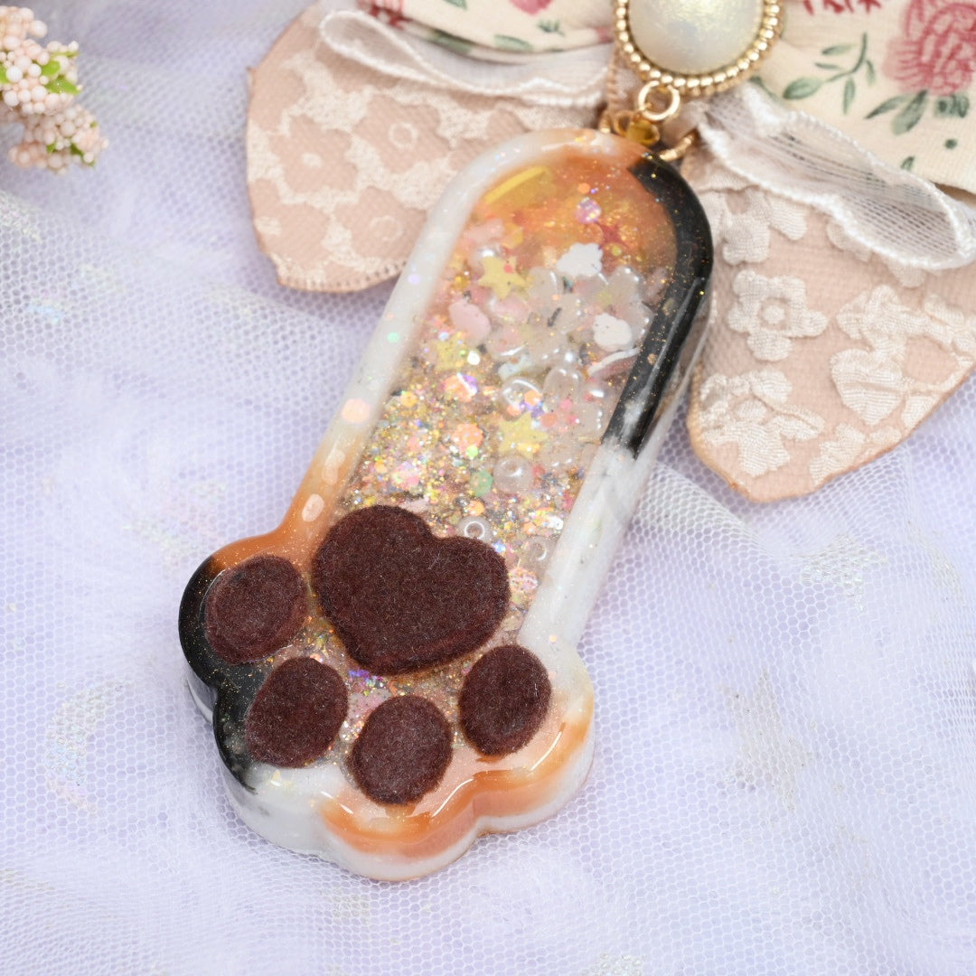Chonky Paw Charm with Fuzzy Toe Beans - Calico