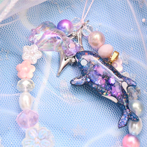 Pink Bubble Orca Phone Charm