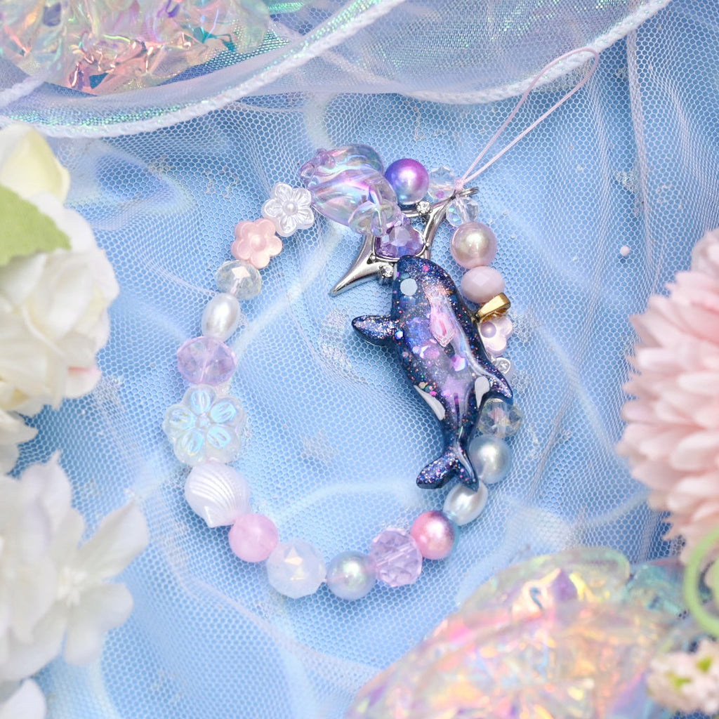 Pink Bubble Orca Phone Charm