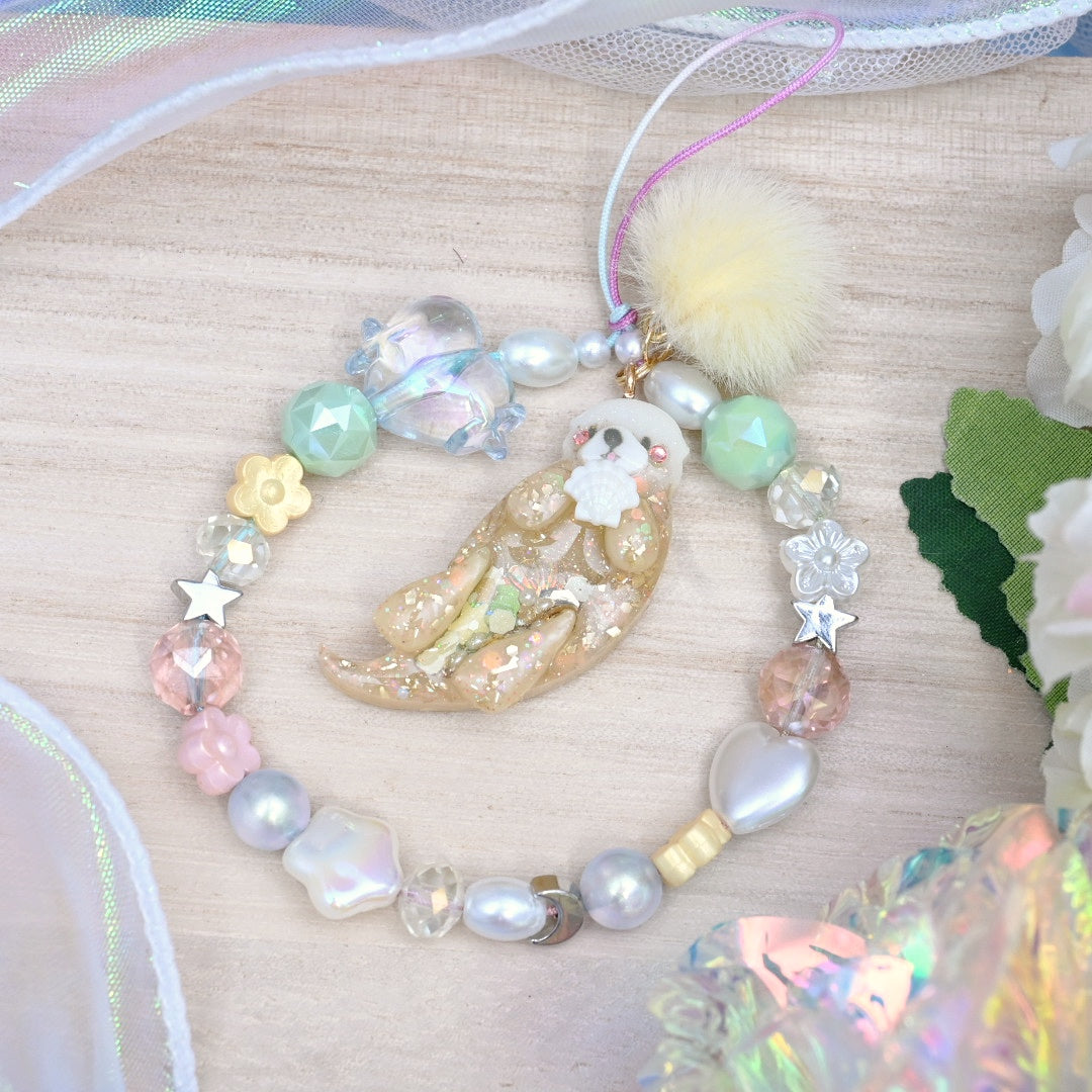 Rainbow Dreamy Otter Short Phone Strap