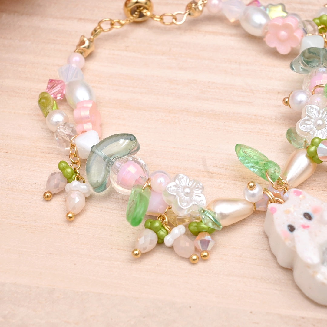 Strawberry Milk White Kitty Bracelet