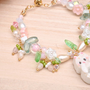 Strawberry Milk White Kitty Bracelet