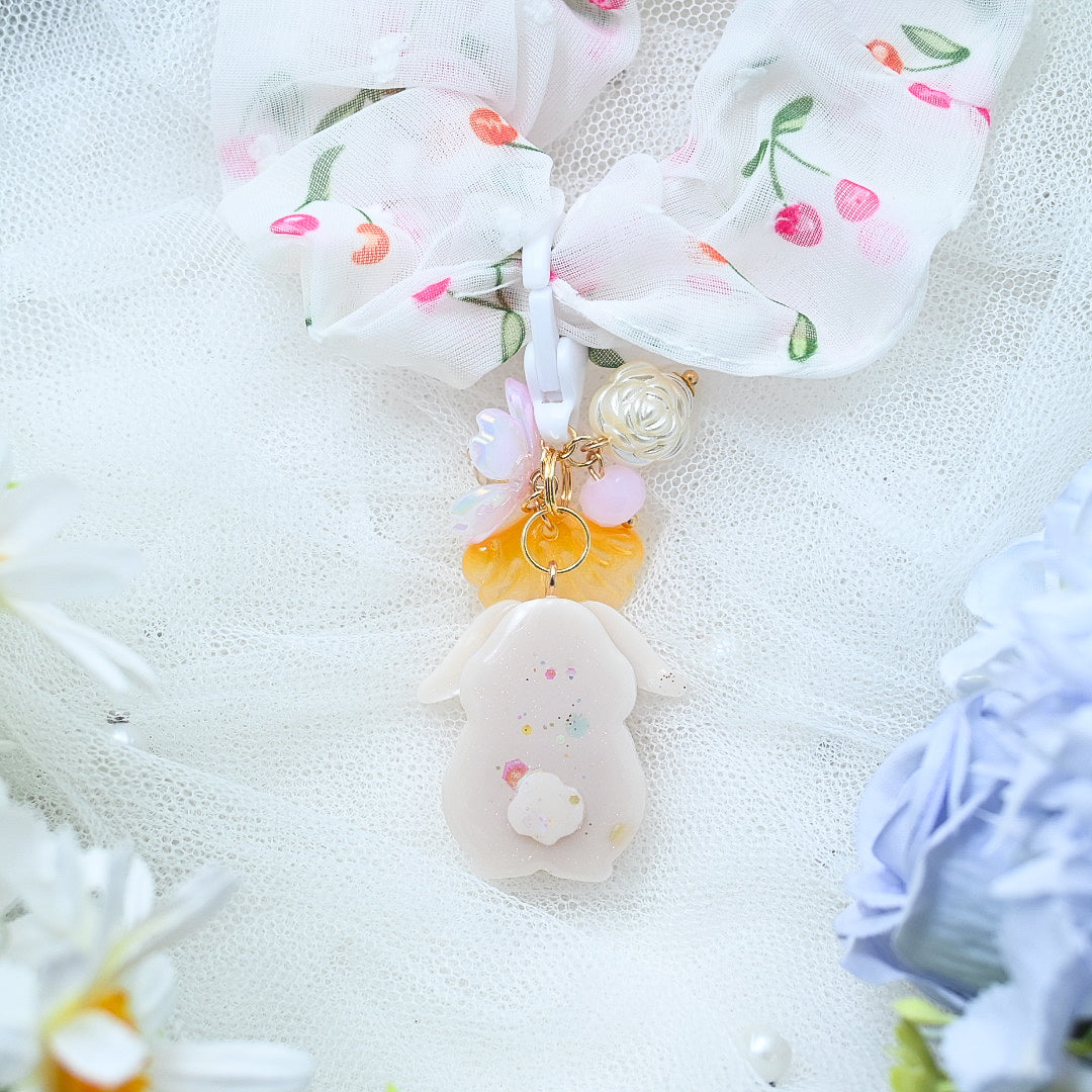 Satin Lop Bunny Charm with Hairtie
