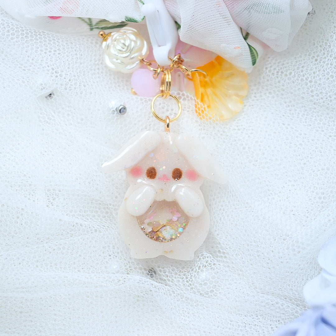 Satin Lop Bunny Charm with Hairtie