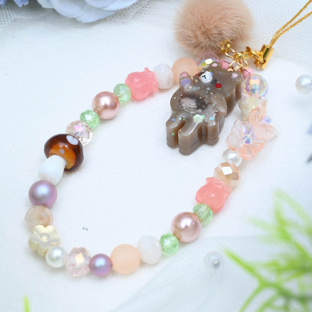 Rosy Bear Beaded Charm