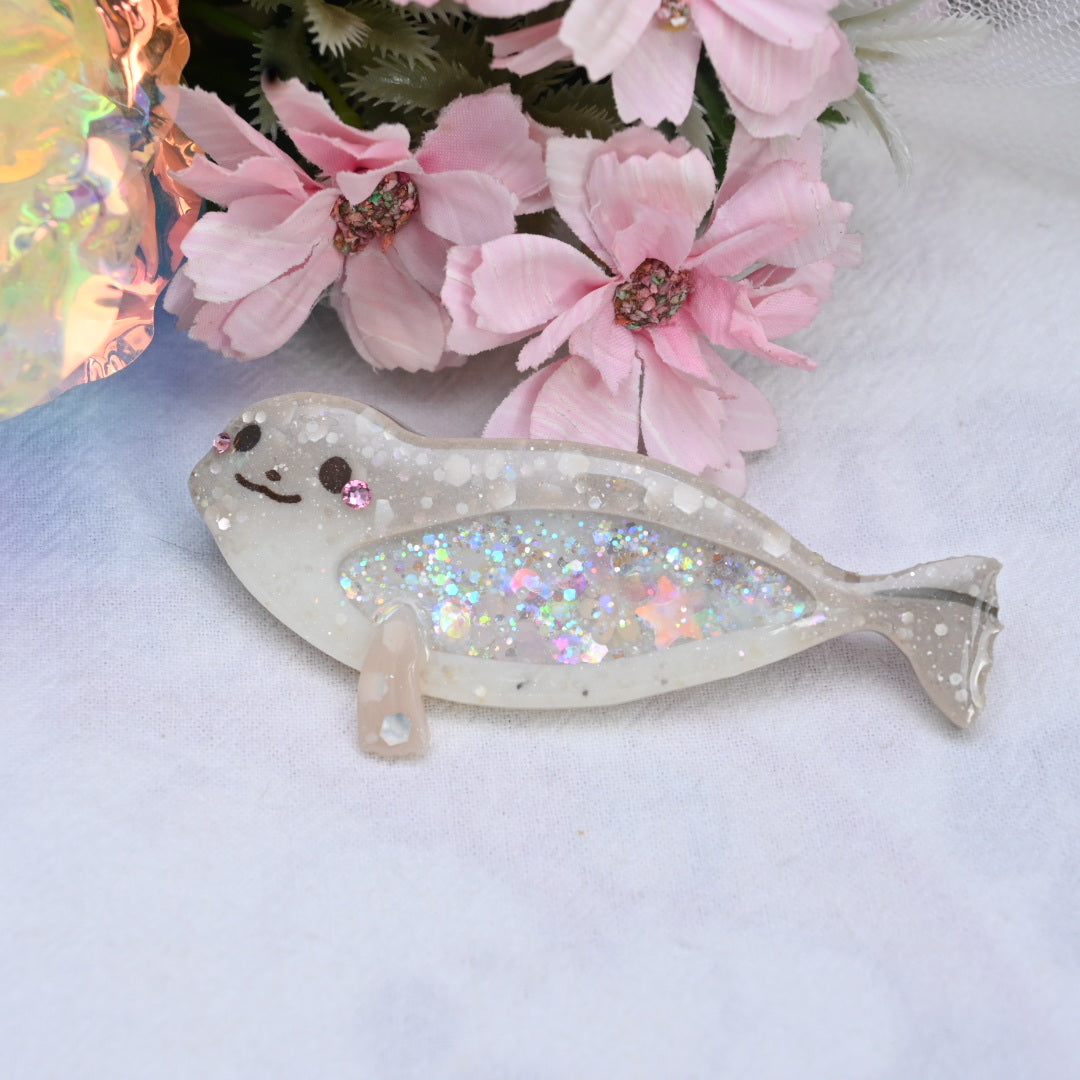 Seal Barrette (6cm clasp) Coffee