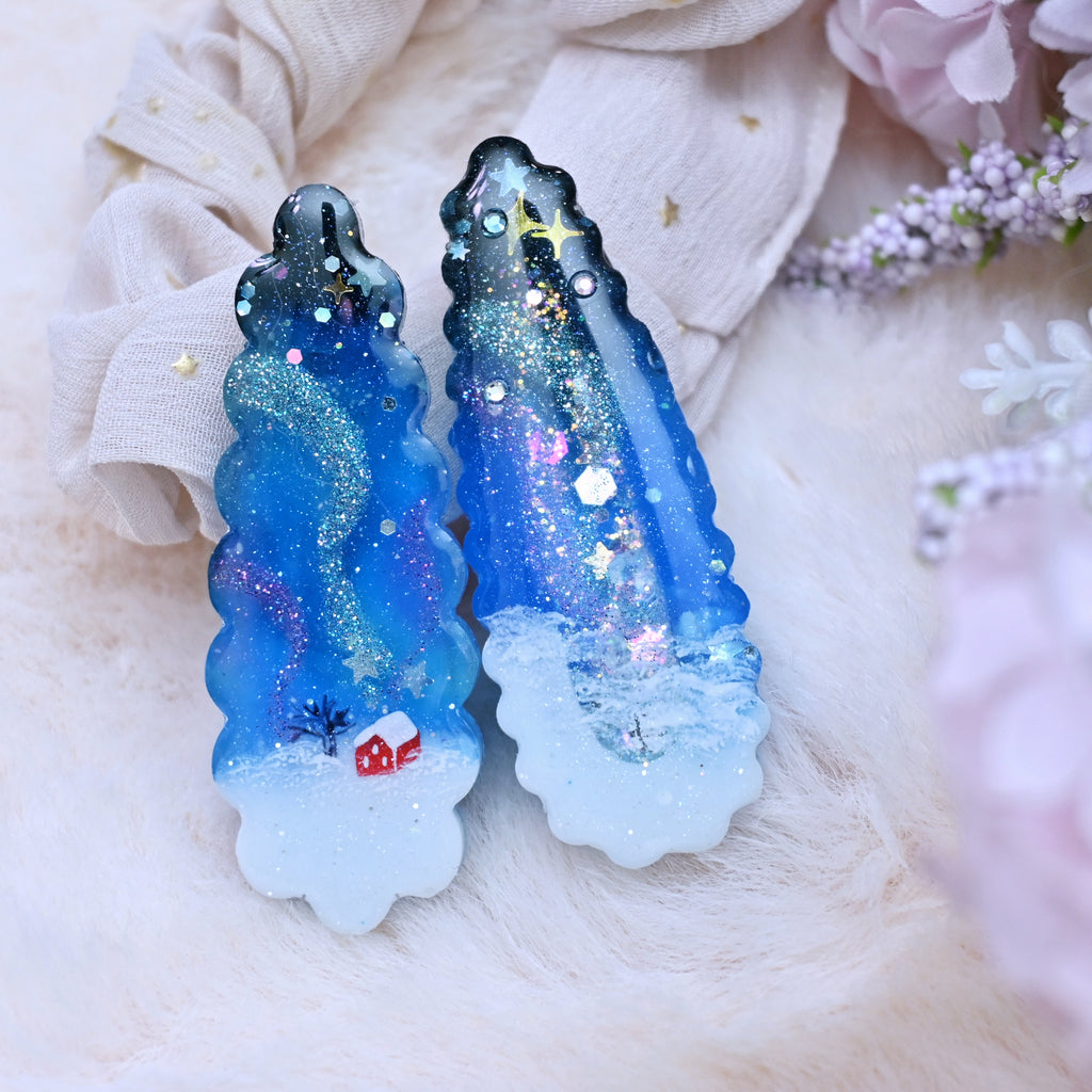 Tiny Red House Aurora Hairclip Set (Frilly Teardrop)
