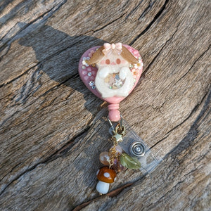 Blossoms Lop Bunny Heart Badge Reel