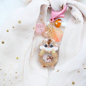 Maple Chipmunk Charm with Ribbon Hairtie