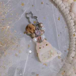 Handpainted Sand Cat Charm (Silver)