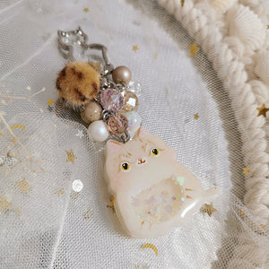 Handpainted Sand Cat Charm (Silver)