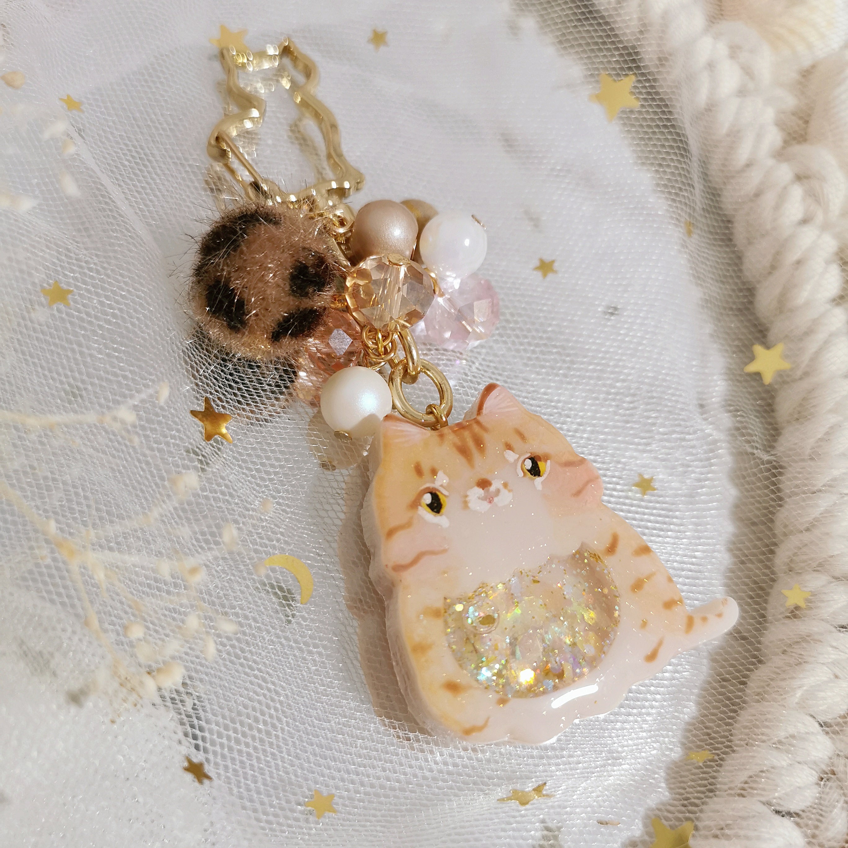 Handpainted African Wildcat Charm (Gold)