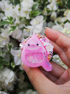 Baby Rose Finch on Pink Grip
