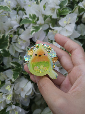 Baby Prothonotory Warbler on Mint Grip