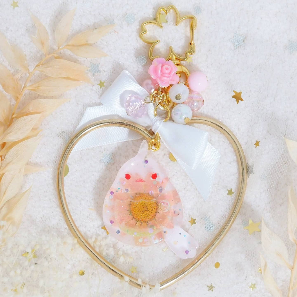 Flower Birb Charm with Heart Frame