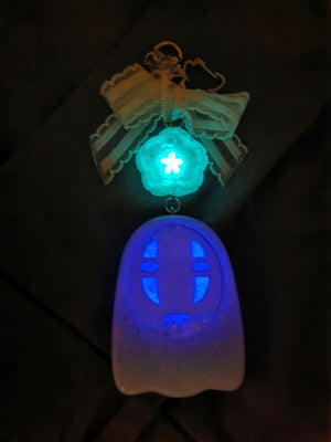 Fading Blue Kaonashi with glowing face Charm