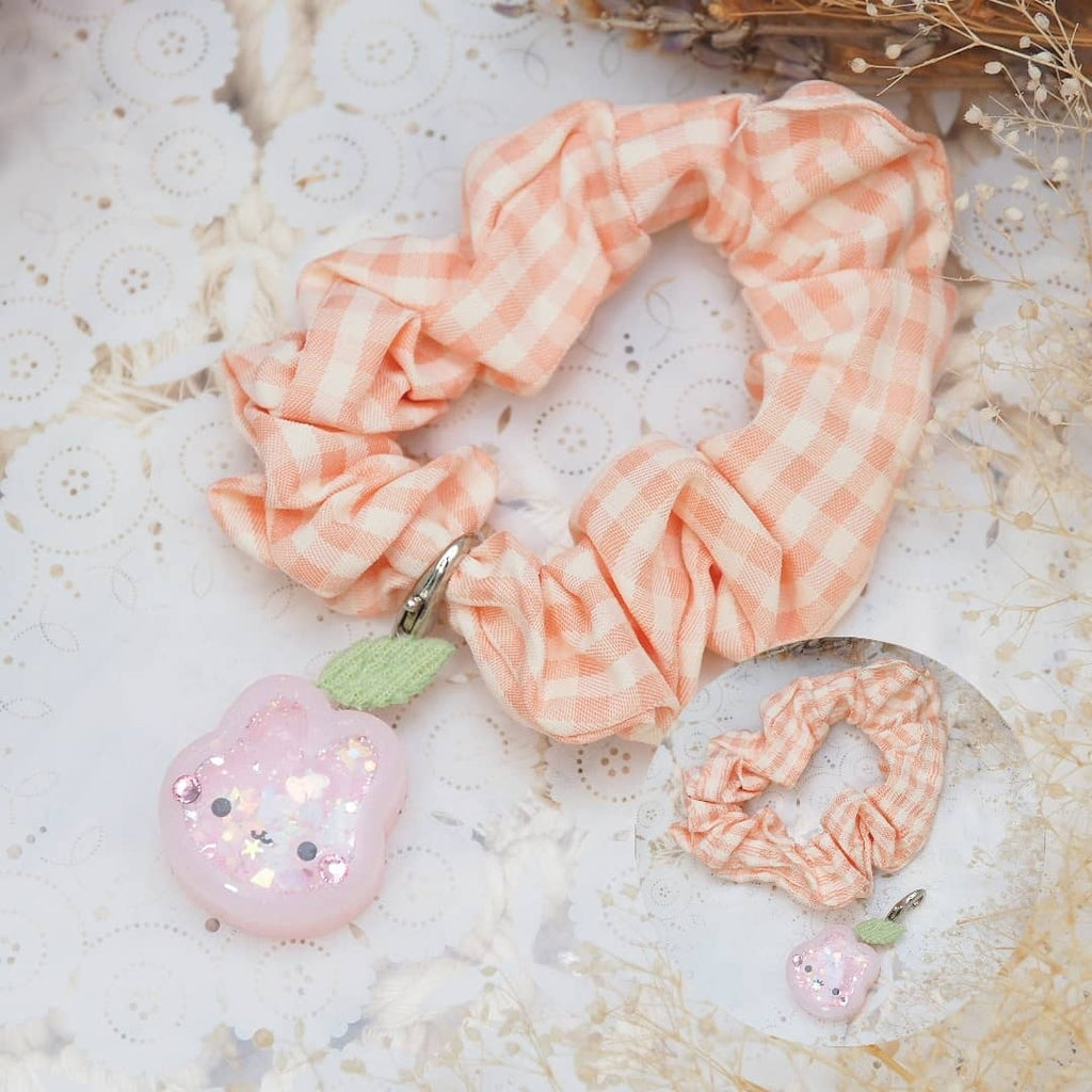 Cherry Bonbun Charm with Checkered Srunchie