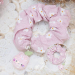 Cherry Bonbun Charm with Pink Floral Srunchie