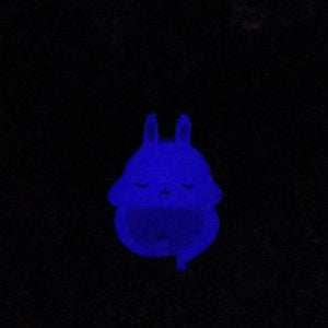 Pink Ghostie Bun Charm with Black Starry Scrunchie (Glows)