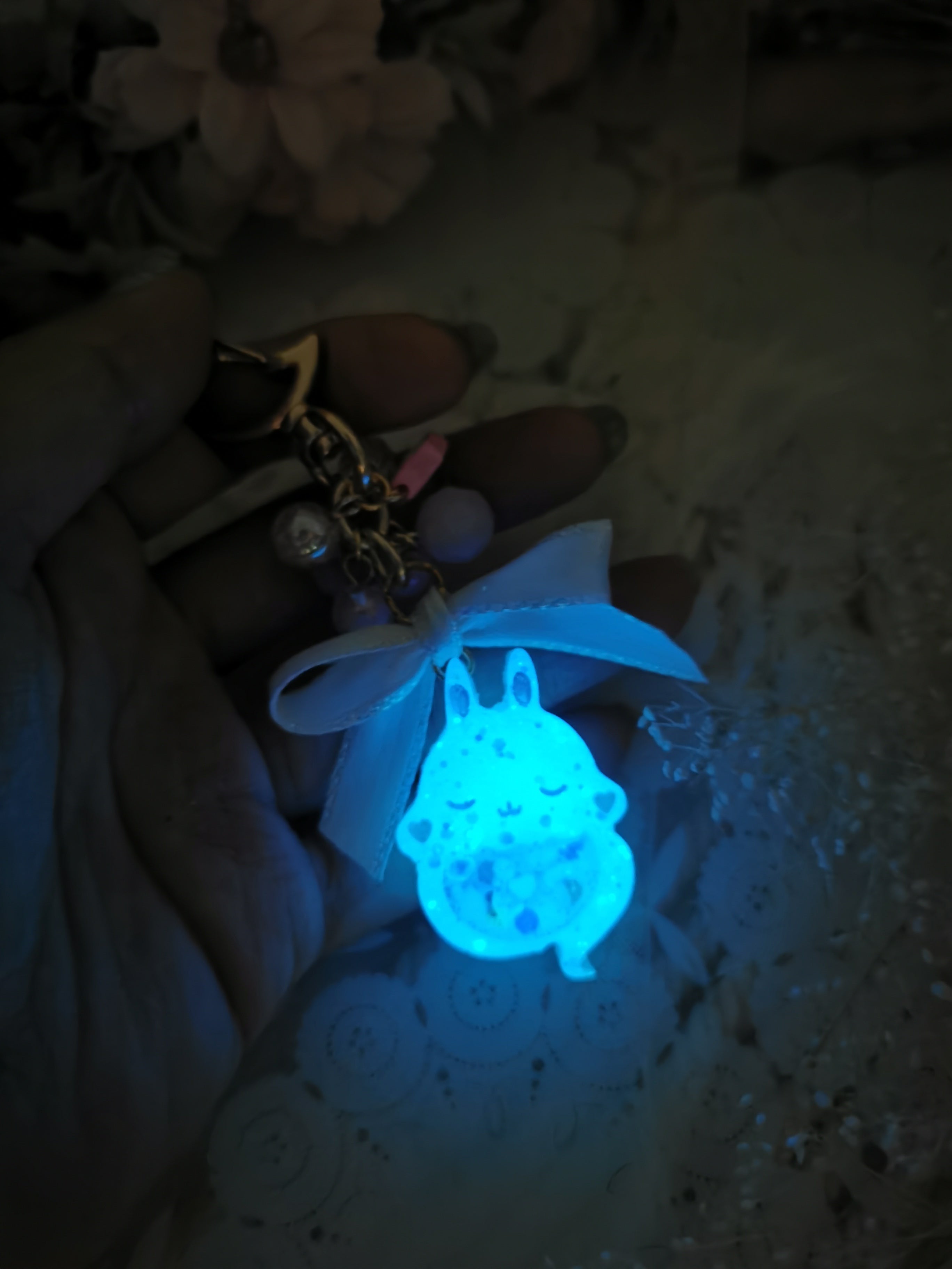 Pink Ghostie Boo Bun Charm (Glows)