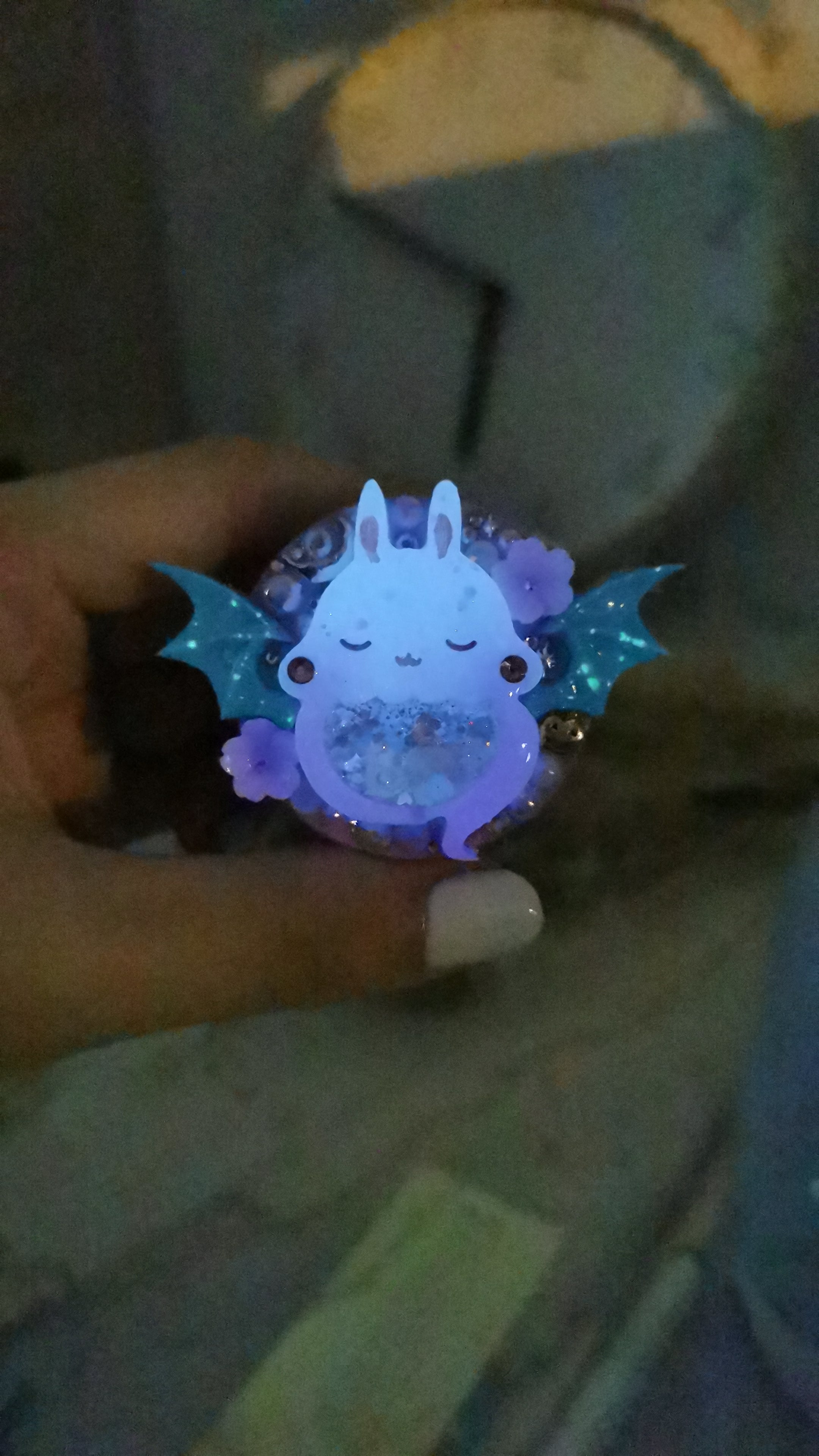 Hazy Grey Boo Bun on Purple Grip (Glows)