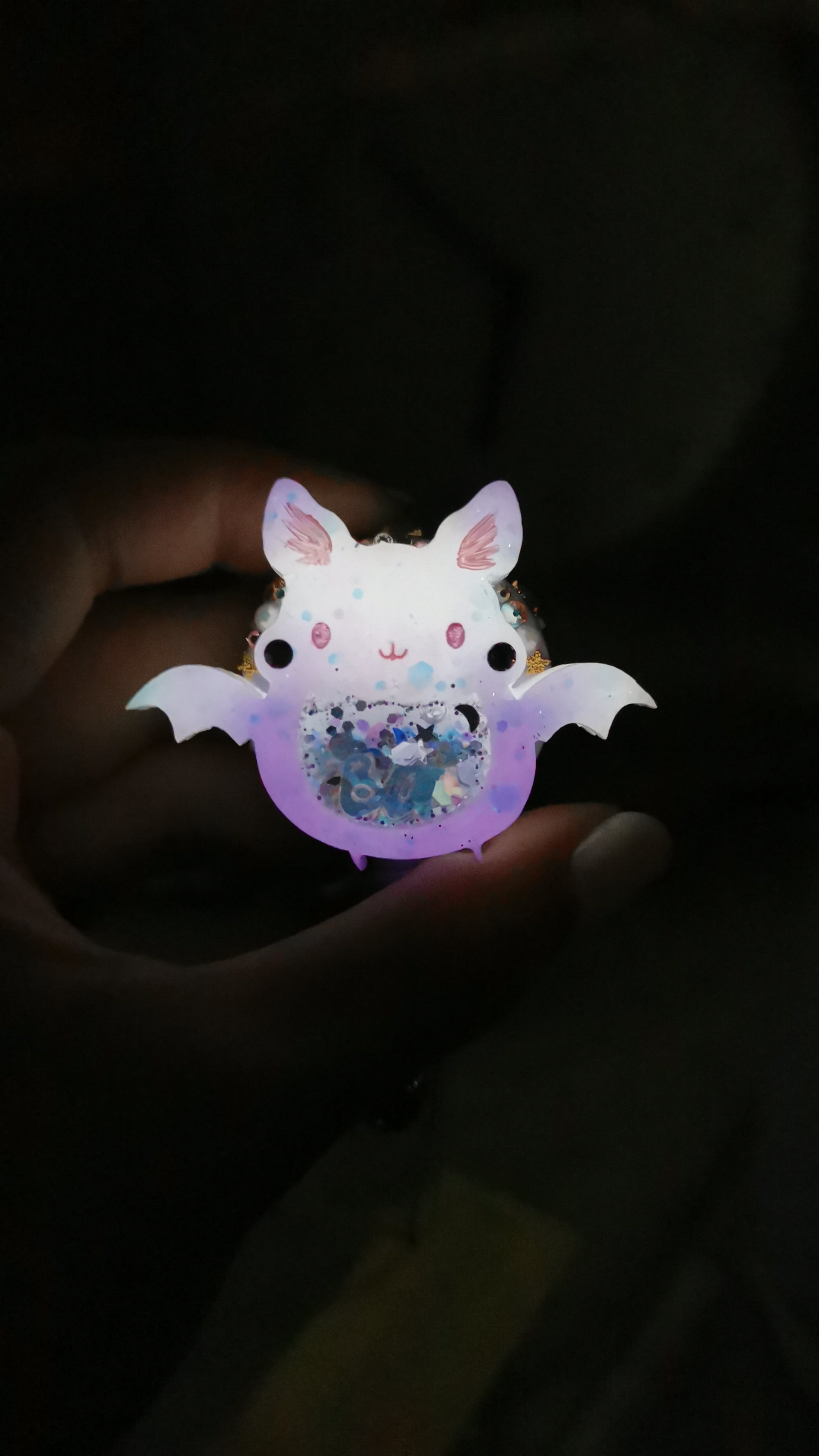 Lavender Grey Froot Bat Badge Reel (glows)