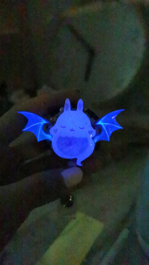 White Boo Bun Badge Reel (glows)
