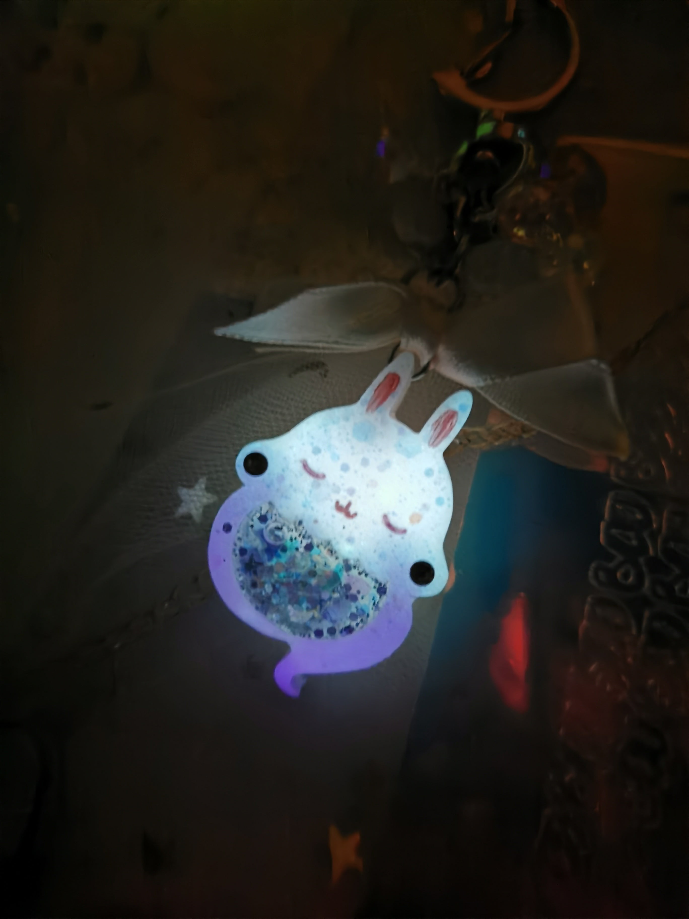 Pinky Grey Ghostie Boo Bun Charm (Glows)