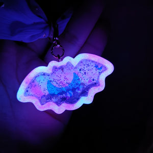 Marble Bat Charm with Lilac Starry Scrunchie (Glows)