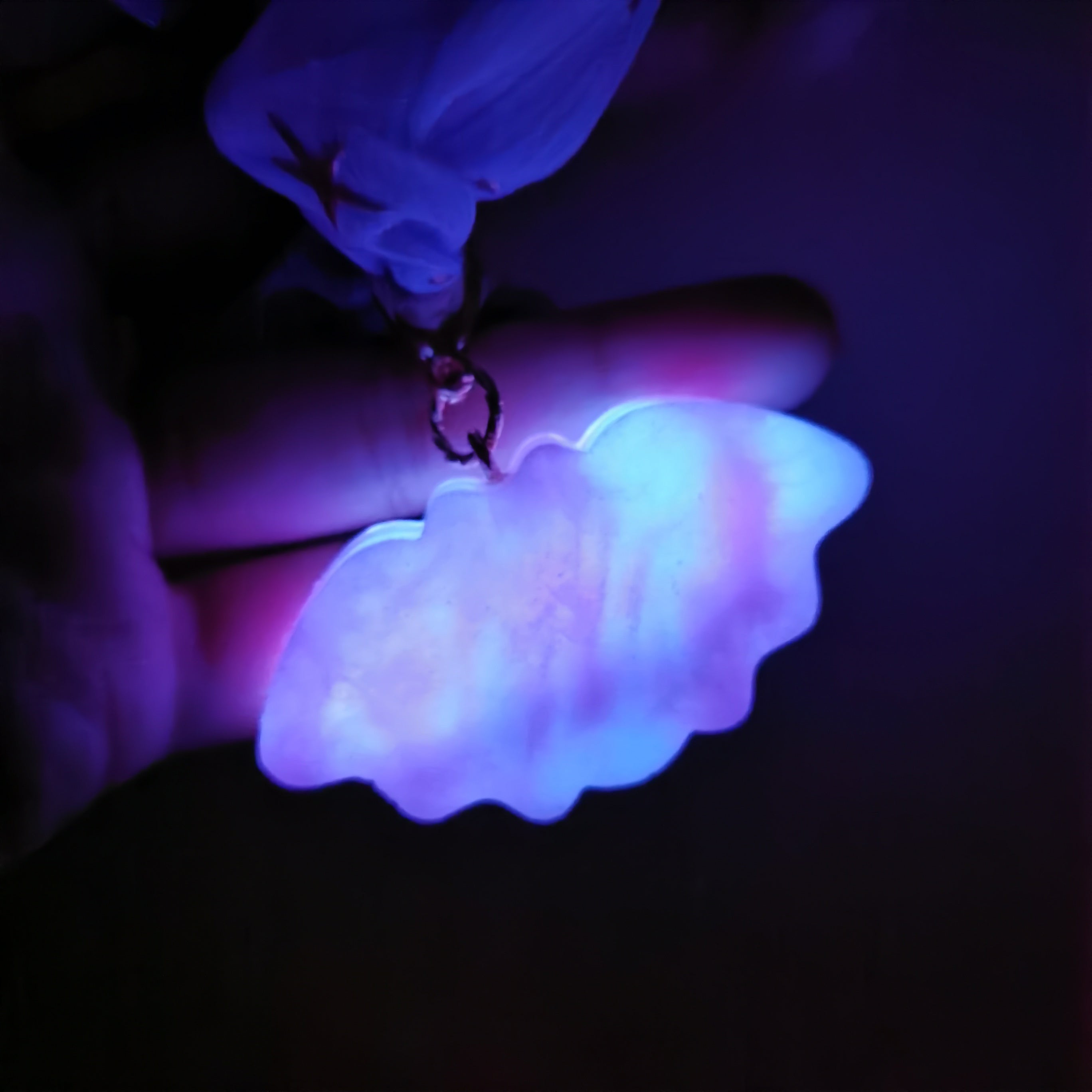 Marble Bat Charm with Lilac Starry Scrunchie (Glows)