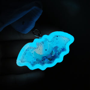 Marble Bat Charm with Lilac Starry Scrunchie (Glows)