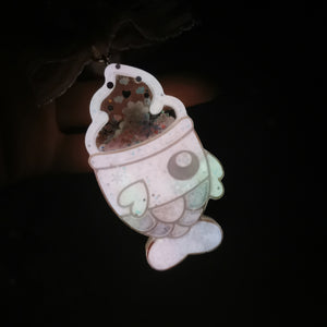 Pink Sugar Taiyaki (with cat-eye effect, glow, dry shaker charm)